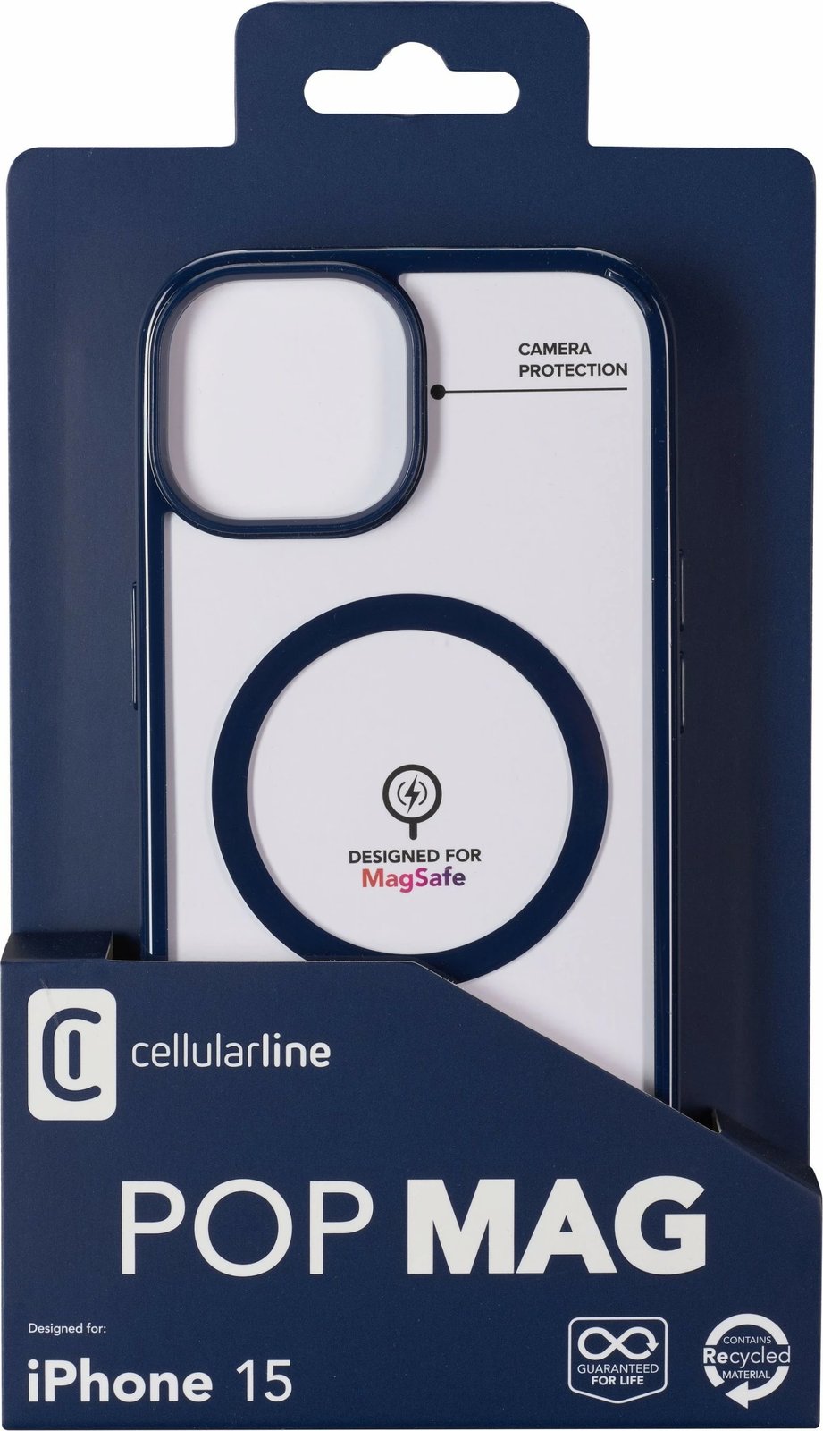 Mbështjellës Cellular Line Pop Mag për iPhone 15, MagSafe, 6.1", kaltër