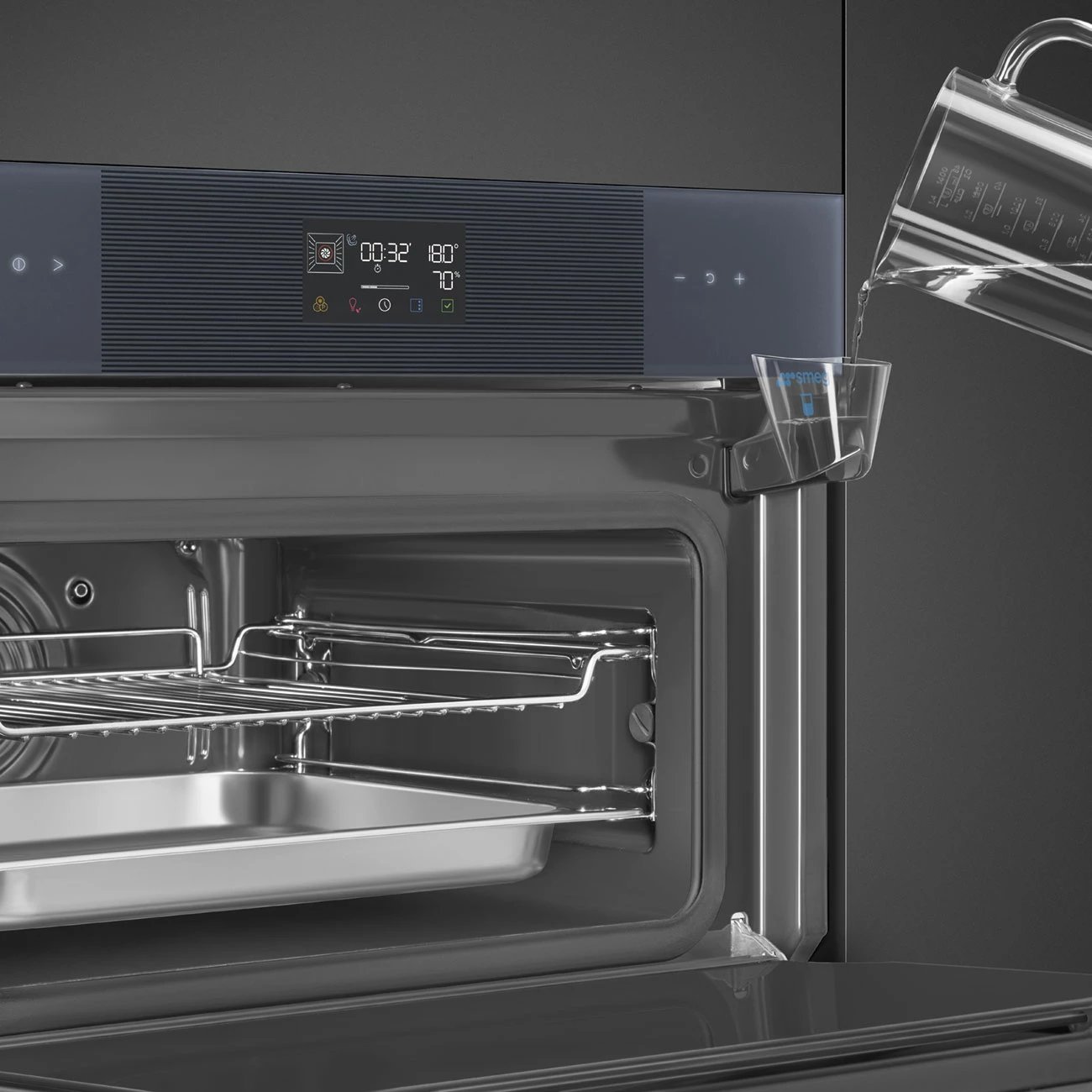Furrë me mikrovalë SMEG Linea SO4102S3G, 40 L, 1000 & 1200 W, e zezë