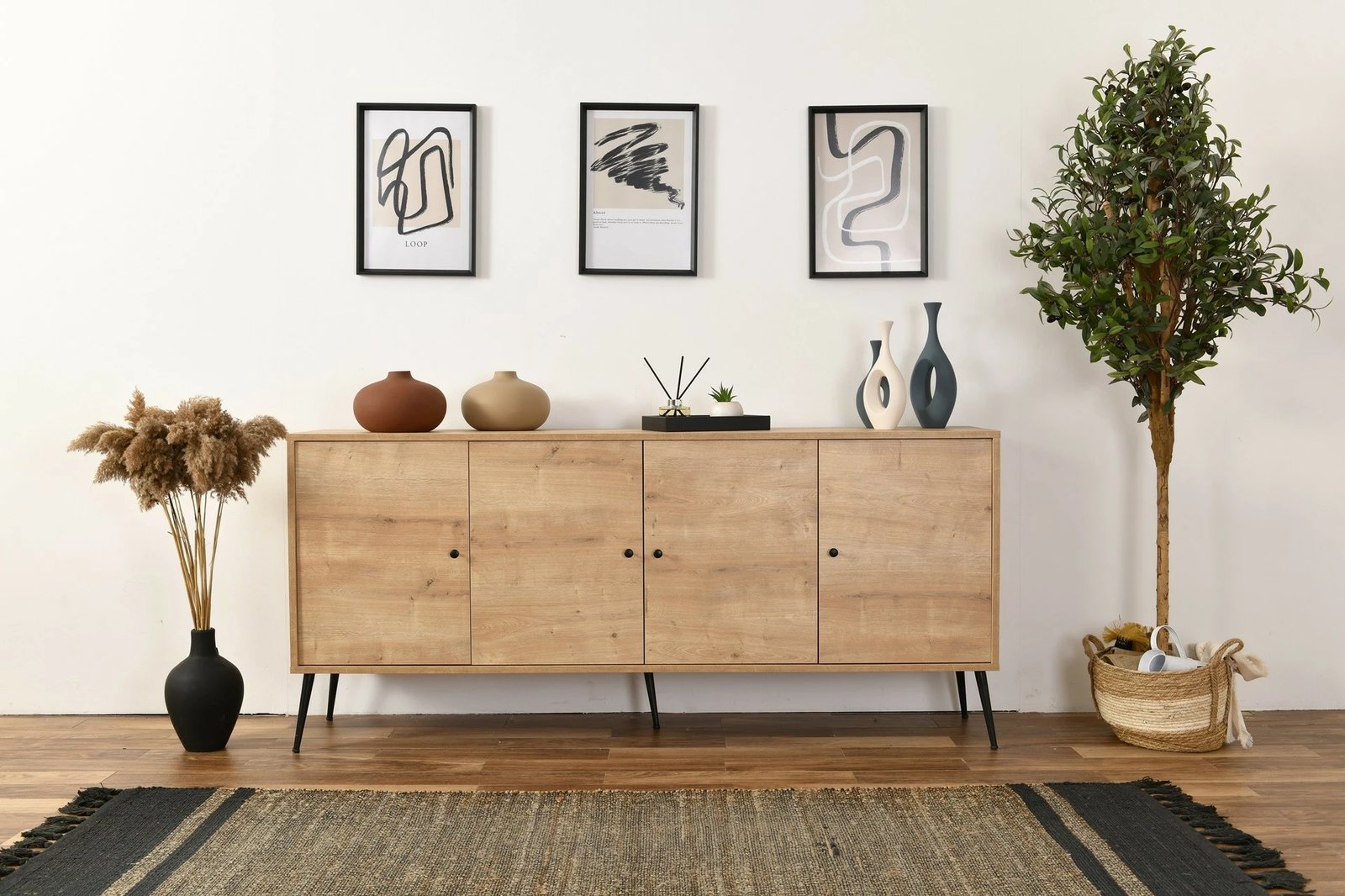 Konsolë Skye Decor, Calvin, ngjyrë lisi, v2