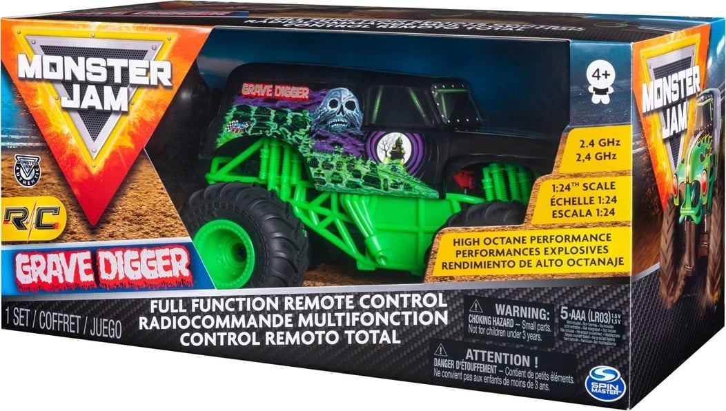 Kamion lodër me telekomandë Monster Jam Grave Digger 1:24, SPIN MASTER, shumëngjyrësh