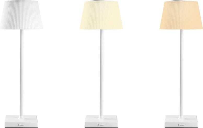 Llambë tavoline Tracer Pluto, LED, bateri e integruar, e bardhë