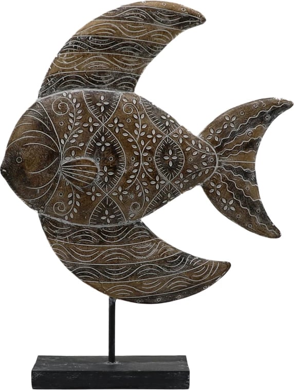 Dekor peshk Gourami, polirezine, ngjyrë kafe, 26x6x33cm