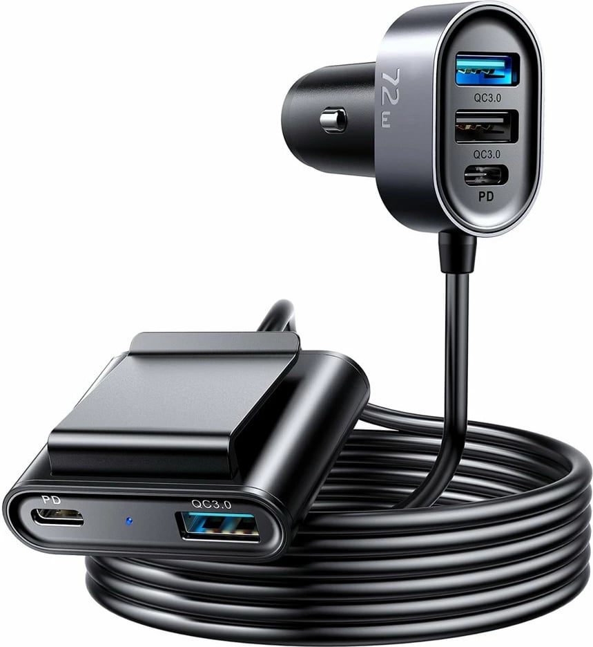 Karikues veture Joyroom JR-CL05, 72W, 2xPD + 2xQC3.0, 5 porta, 1.5m, zi