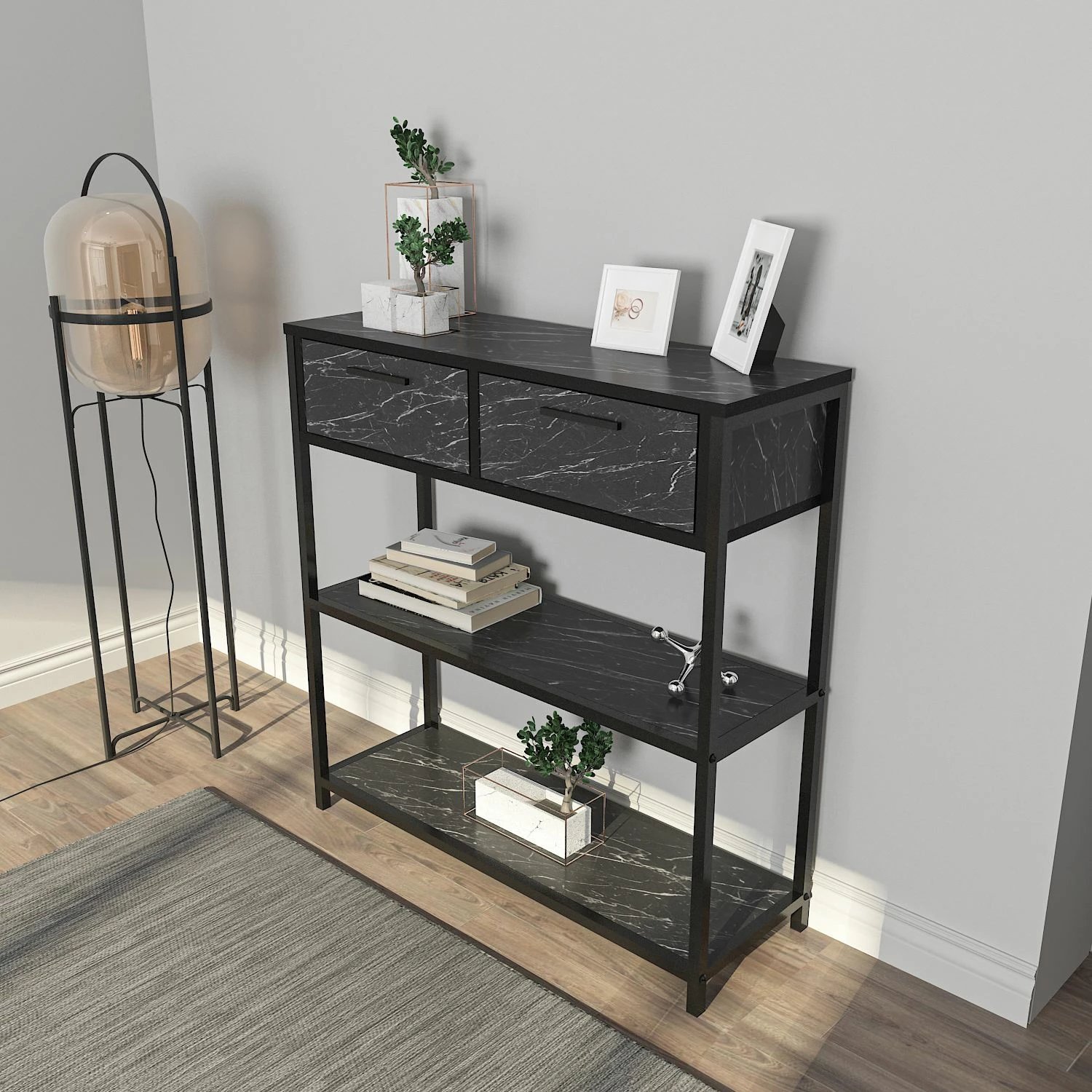 Komodë Skye Decor, ngjyrë e zezë dhe e bardhë