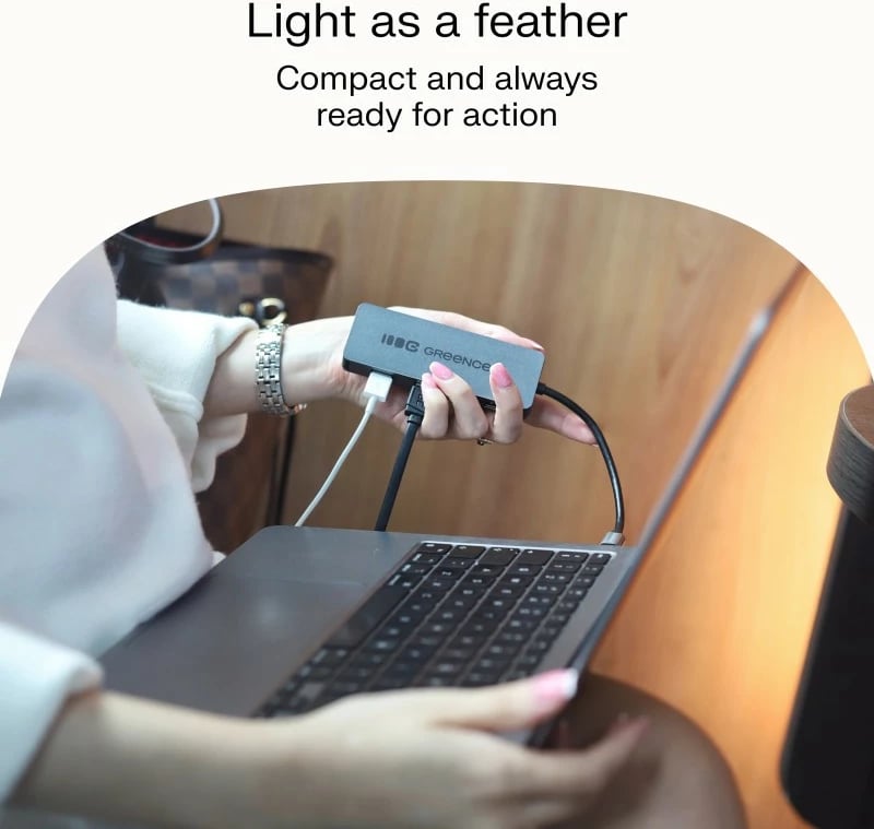 HUB USB-C, Green Cell, HUB-GC-C4A, 4x USB-A 3.0 deri 5 Gb/s, kabllo e integruar 15 cm, argjendtë/zezë