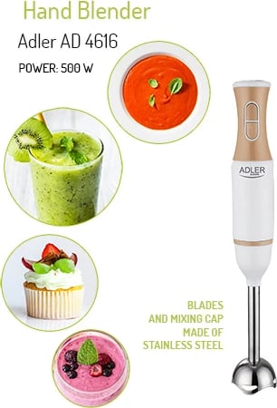 blender dore Adler AD 4616 500W max shufër dhe tehe inox 2 shpejtësi bardhë-ari blender dore Adler AD 4616 500W max shufër dhe tehe inox 2 shpejtësi bardhë-ari