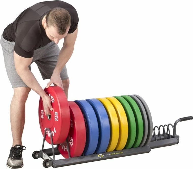 Karrocë peshash HMS për palestër, ngjyrë çeliku