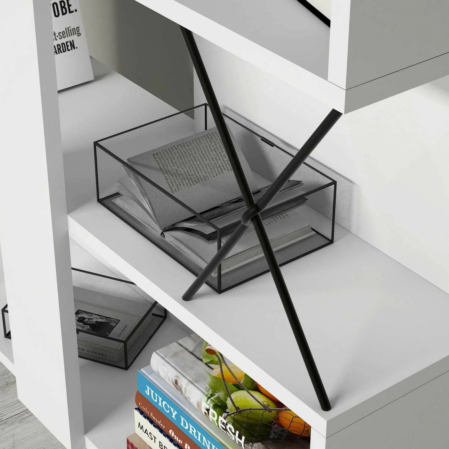 Raft librash Hanah Home, ekstra, i bardhë