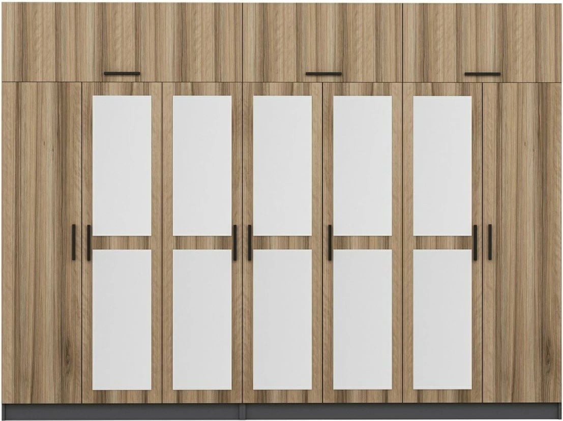 Dollap garderobe Skye Decor, ngjyrë arre dhe antracit, 315x235x52cm