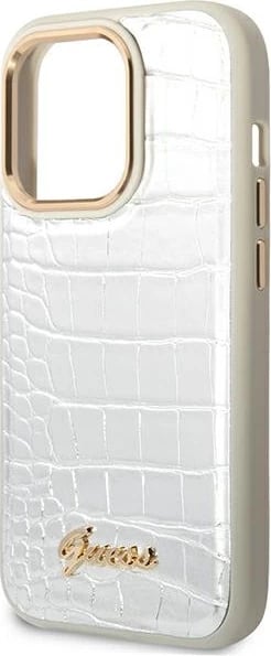 Mbështjellës Guess Croco Collection për iPhone 14 Pro 6.1", argjendtë