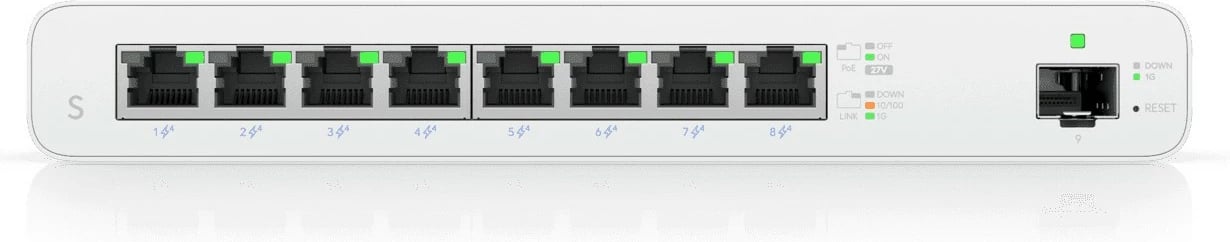 Switch Ubiquiti UISP-S PoE, 8 porta, Gigabit, e bardhë