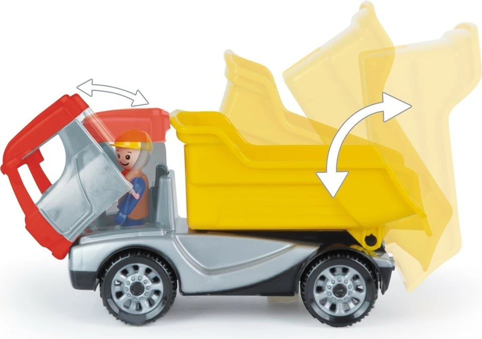 Kamion lodër Lena 01620, plastikë, 22cm, i kuq/verdhe/argjend/zi, në kuti