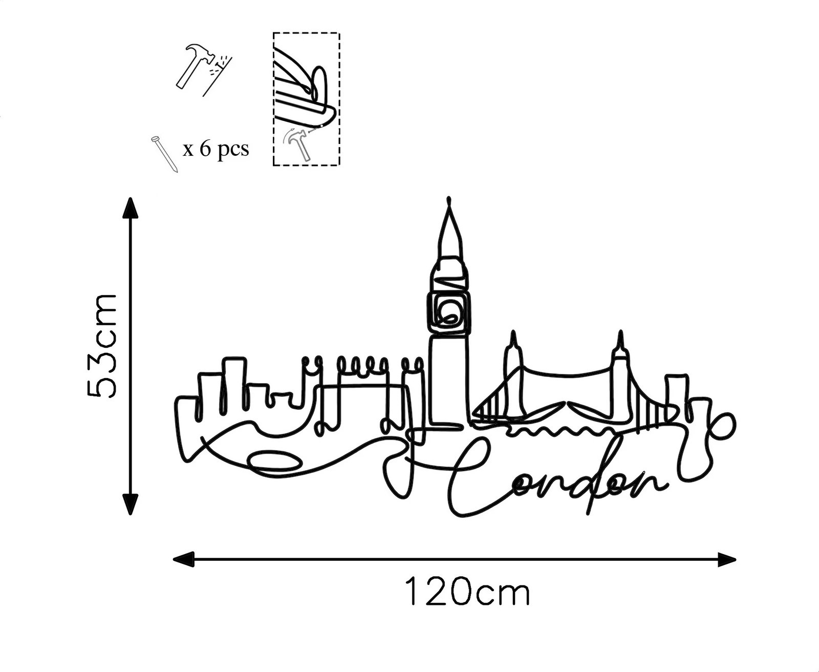 Aksesor dekorativ metalik për mur, Wallity, Londër