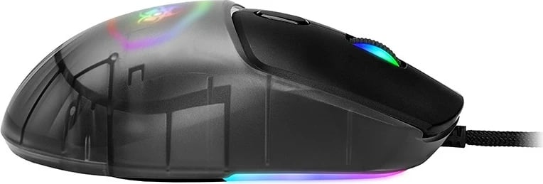 Maus Tracer Gamezone Neon RGB 12400 DPI, 7 butona, USB, i djathtë, kabllo 1.8 m, i zi, me 3 kapakë S/M/L