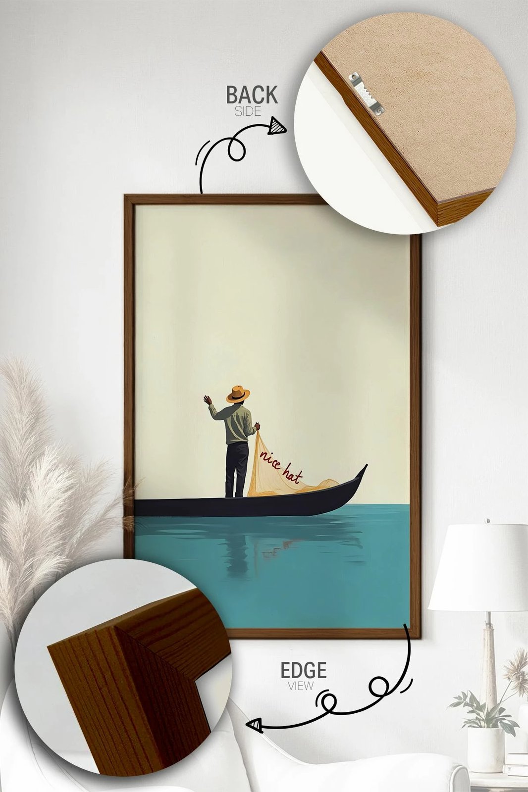 Pikturë dekorative me kornizë, shumëngjyrëshe, Wallity, Lmnmdlkahve41, 33x48cm