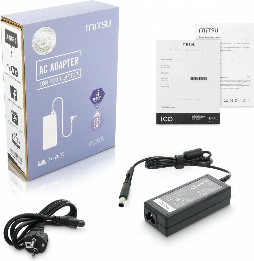 Karikues laptopi Mitsu ZM/HP195333B për HP, 19.5V 3.33A, i zi