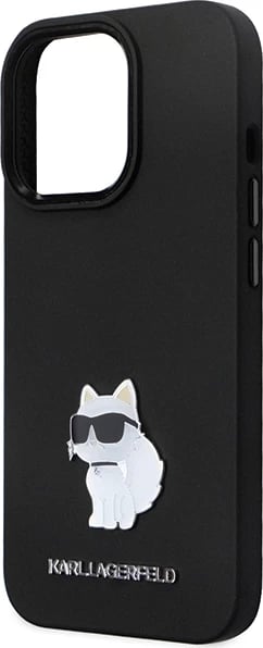 Mbështjellës Karl Lagerfeld KLHCP13LSMHCNPK për iPhone 13 Pro / 13, Silikon, Choupette, i zi