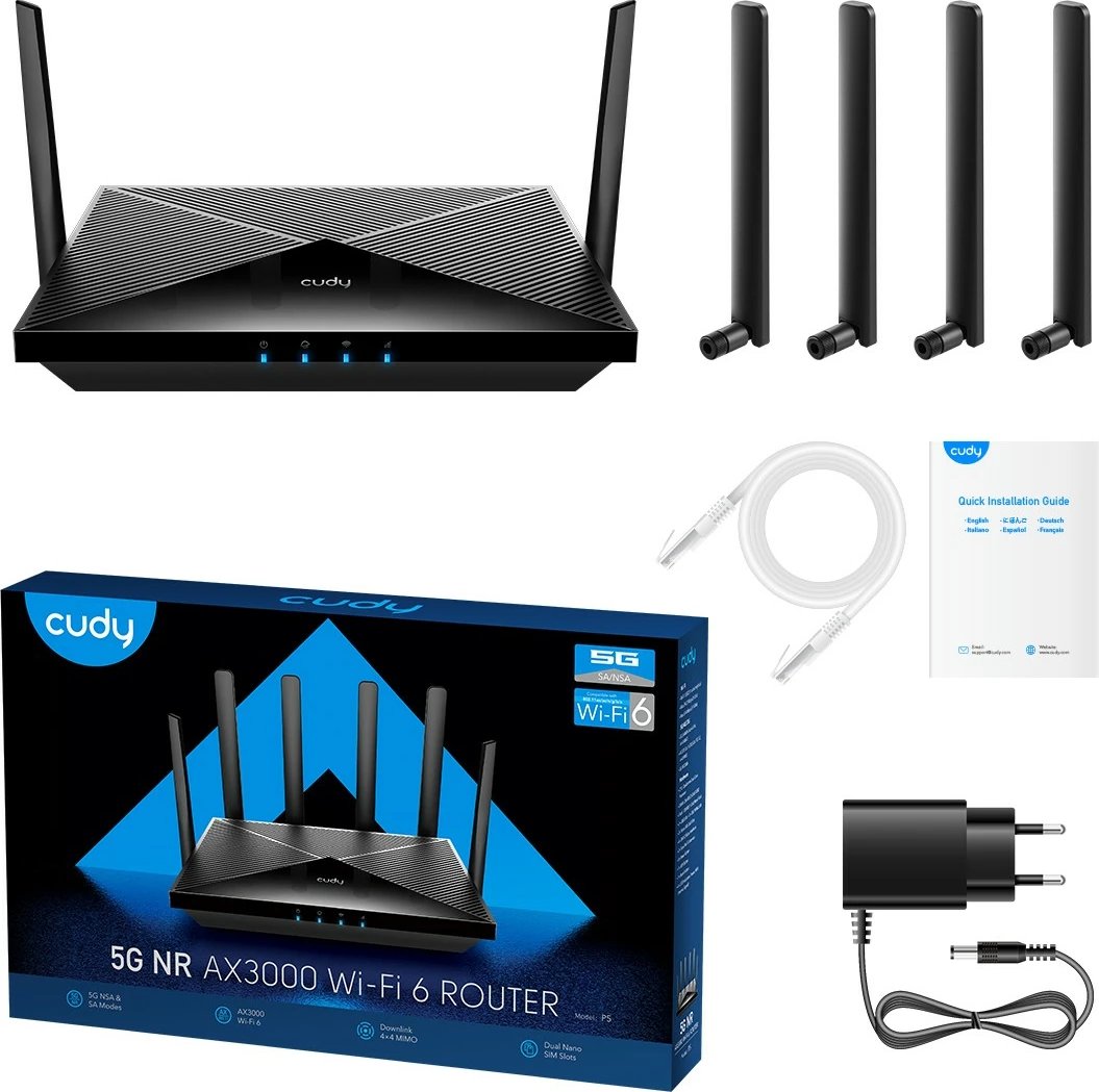 Router Cudy P5, Wi-Fi 6, 5G, Dual-band, 4 porta LAN, i zi