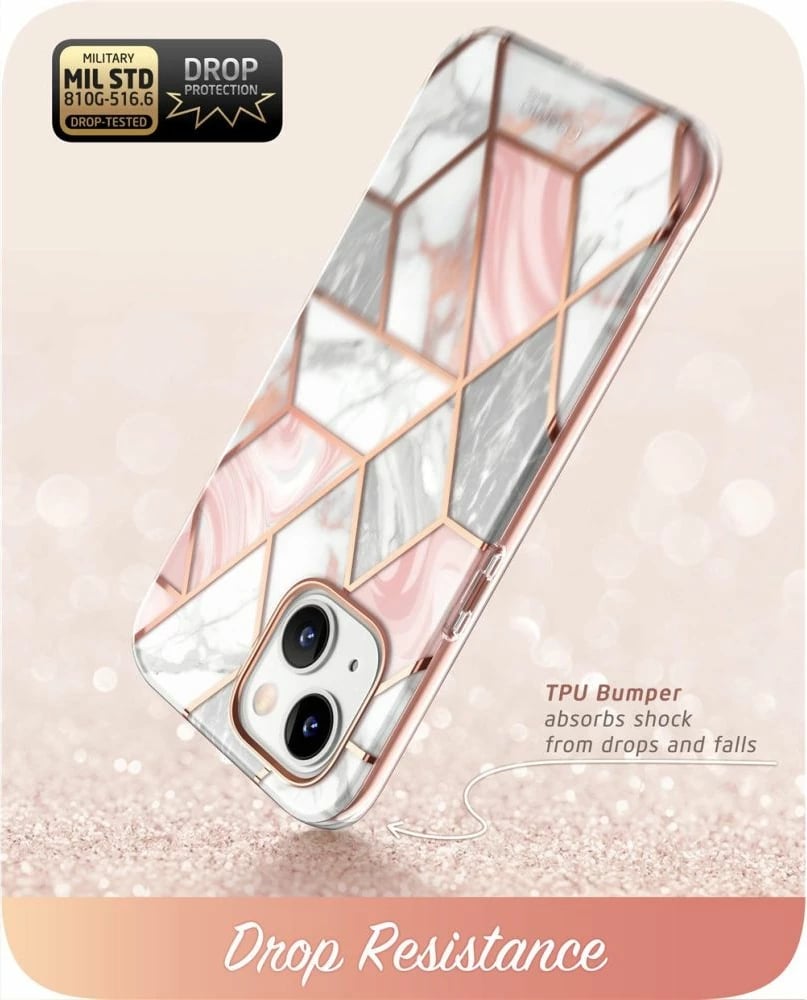 Mbështjellës Supcase Cosmo për iPhone 14 Plus, mermer rozë