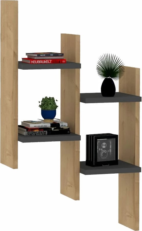 Raft muri Hanah Home, ngjyrë lis dhe antracit, 49.4x85x14.5 cm