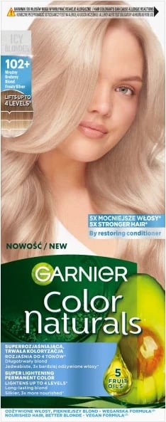 Bojë për flokë për femra Garnier Color Naturals 102+ Icy Silver Blonde, 1 copë