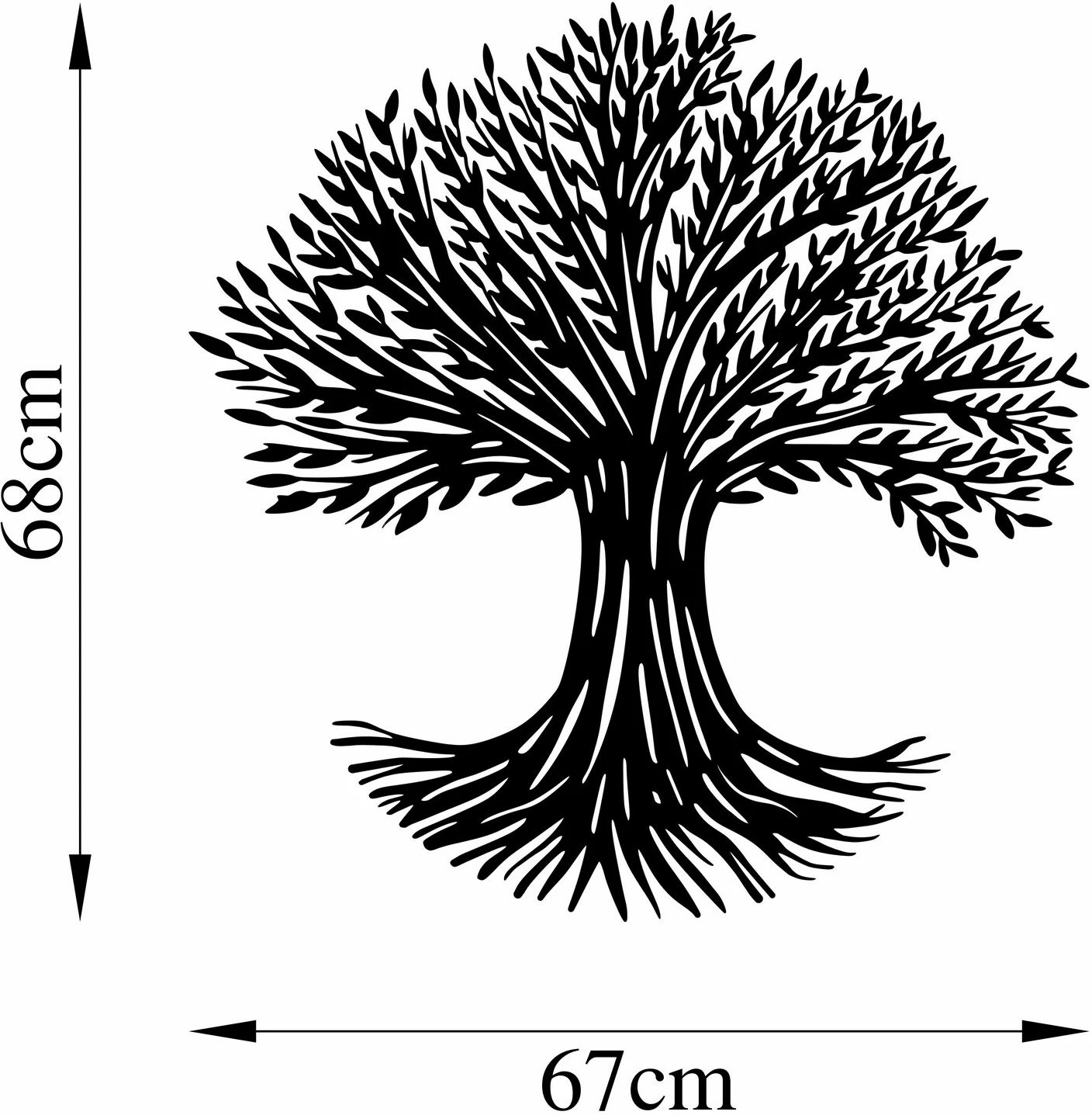 Aksesor dekorativ metalik për mur, Monumental Tree, Wallity, 67x68cm, i zi