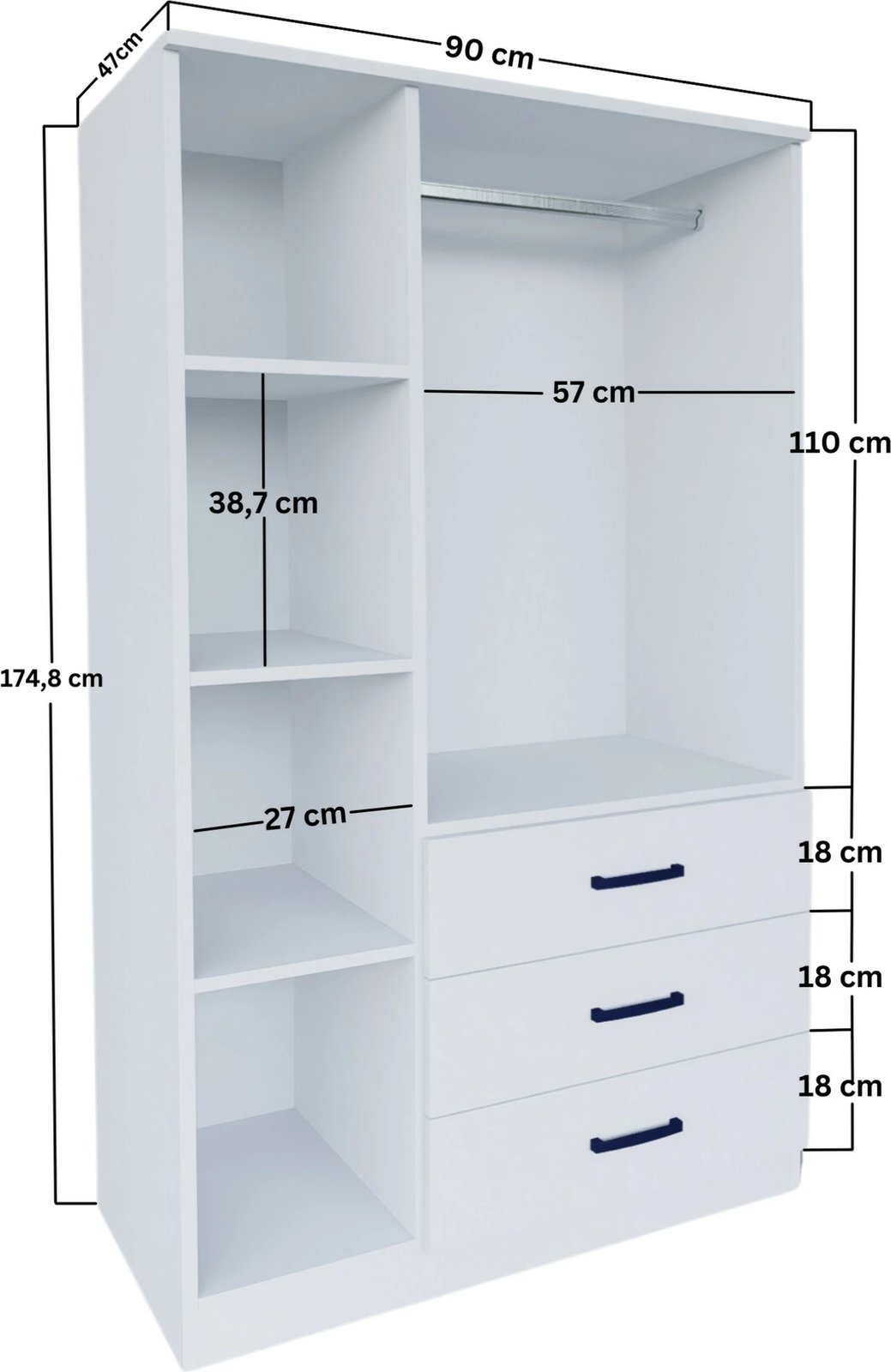 Dollap Hanah Home, Easy 1600-52, ngjyrë e bardhë mat