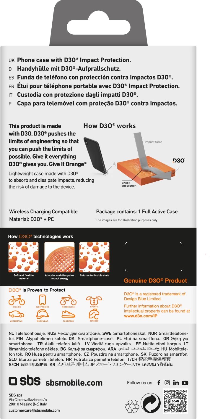 Mbështjellës SBS Full Active D3O për iPhone 16 Pro, i zi