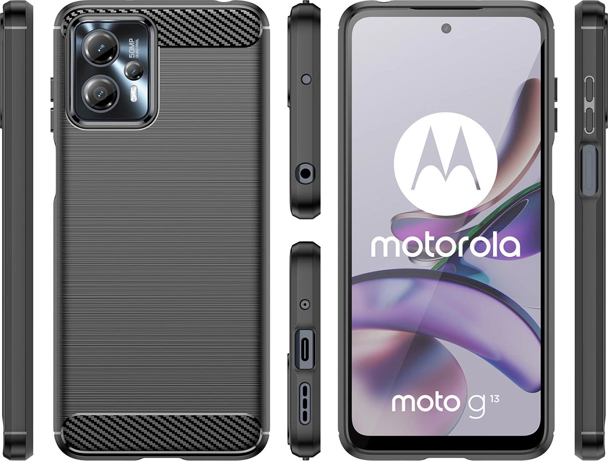Mbështjellës Hurtel Carbon Case për Motorola Moto G53/G13, TPU, i zi