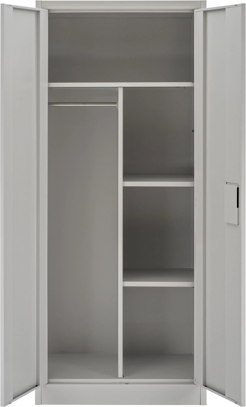 Dollap metalik dykanatësh, ngjyrë gri e çelët, HRONDA FH5749.21, me ndarës dhe çelës, 70x40x170cm