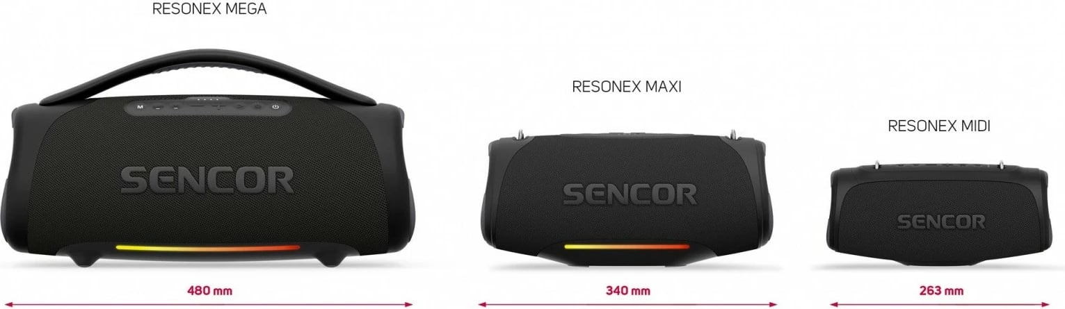 Altoparlant Bluetooth portativ, Sencor Resonex MIDI, 80W, IPX7, TWS, deri 12 orë, LED, i zi