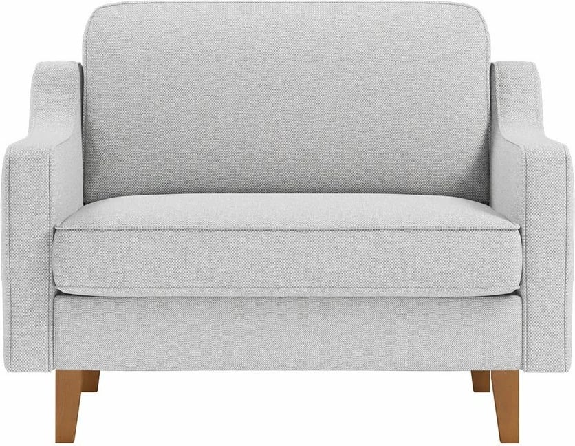 Divan një vendësh Robin, ngjyrë Pebble, këmbë druri Walnut