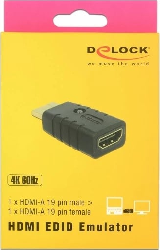 Adapter HDMI DeLOCK 63320, mashkull-femër, 4K 60Hz, e zezë