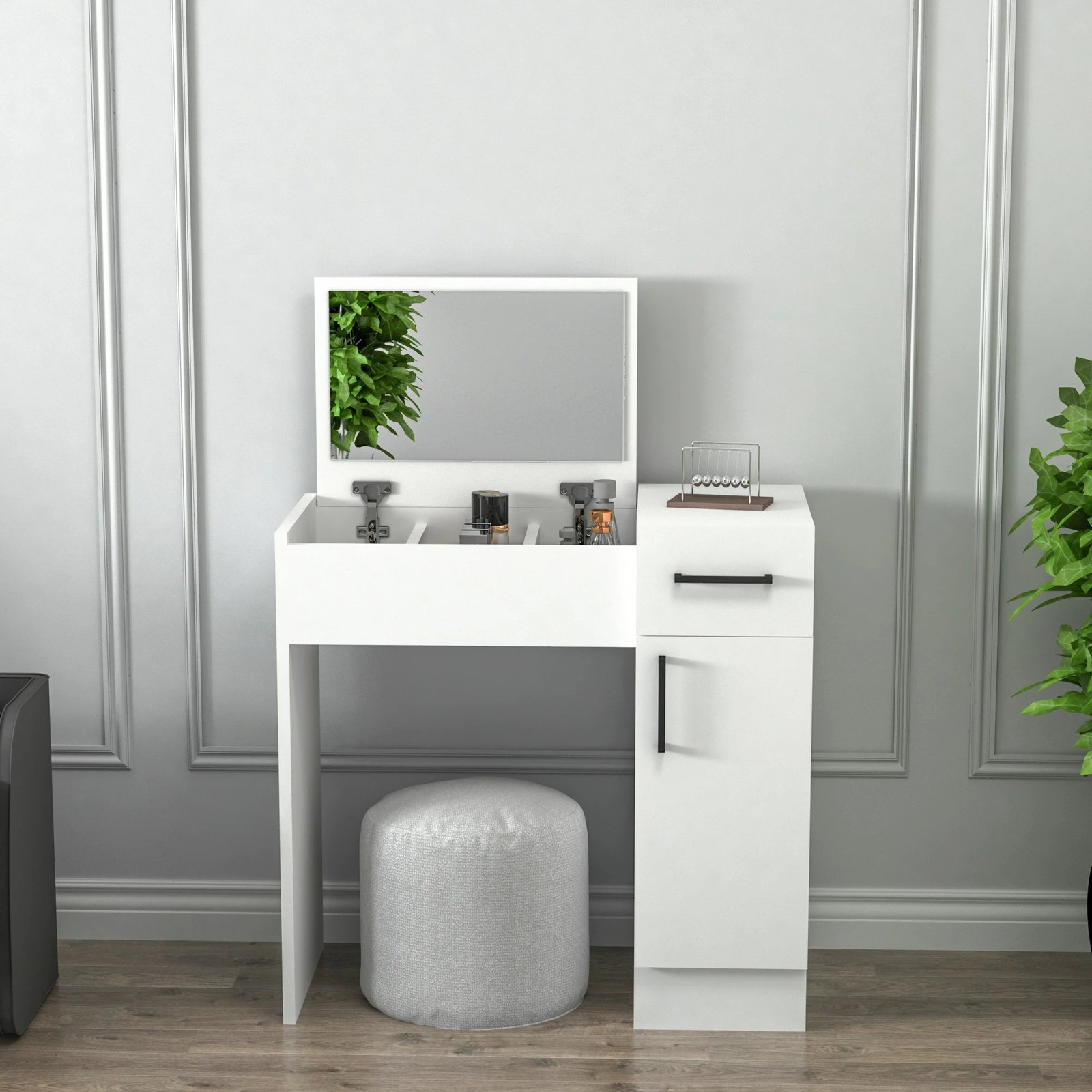 Tavolinë grimi Skye Decor, e bardhë, Inci