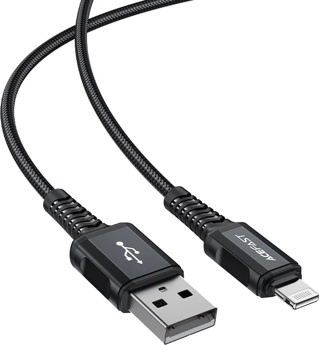 Kabllo Acefast C4-02-A-L, USB në Lightning, 1.8m, 2.4A, e zezë
