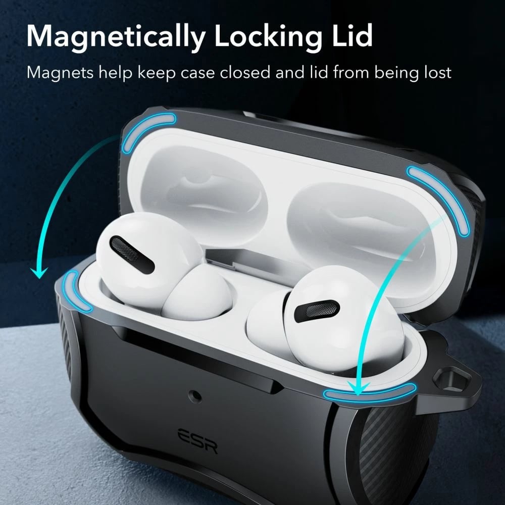 Mbështjellës ESR Cyber Armor Halolock me MagSafe për Apple AirPods Pro 1/2, e zezë