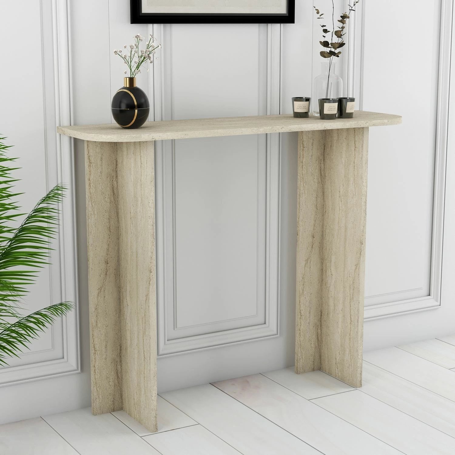 Tavolinë grimi, ngjyrë travertin, Skye Decor, Modena