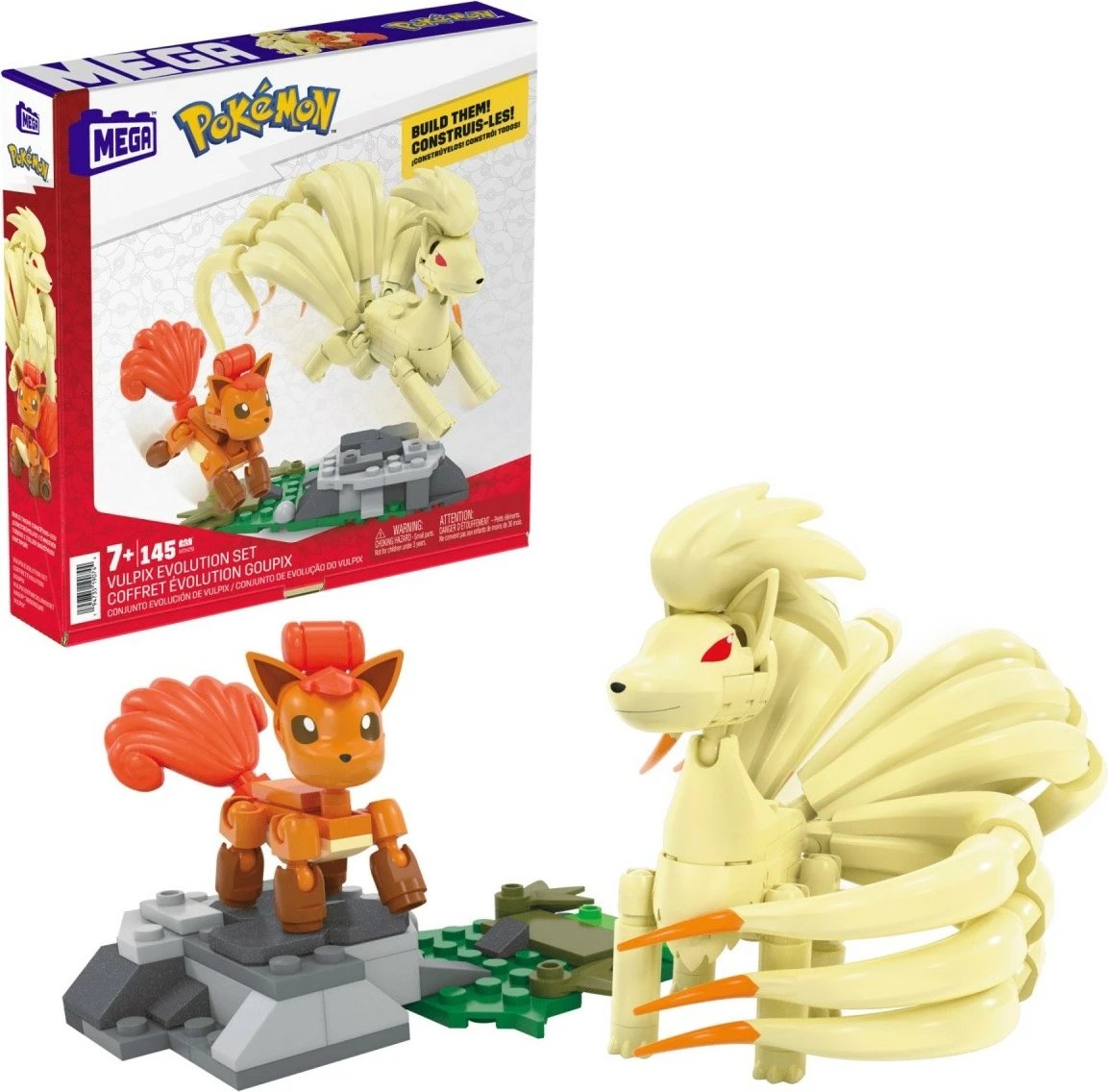 Set ndërtimi Mega Bloks Pokémon Evolution Vulpix HTH79, 145 pjesë, plastikë