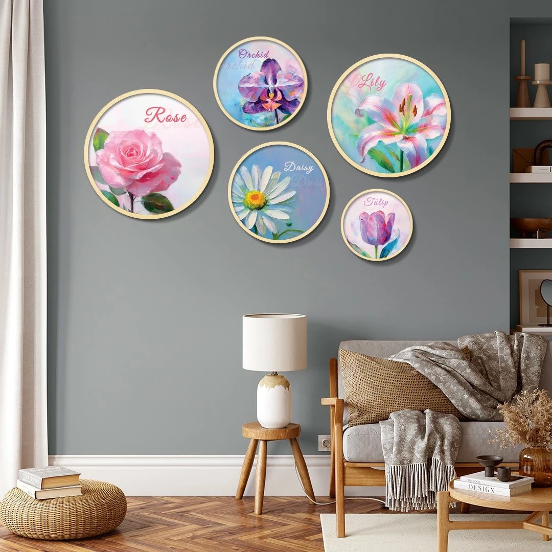 Set pikturash dekorative me kornizë MDF (5 copë), Wallity, Yats-48