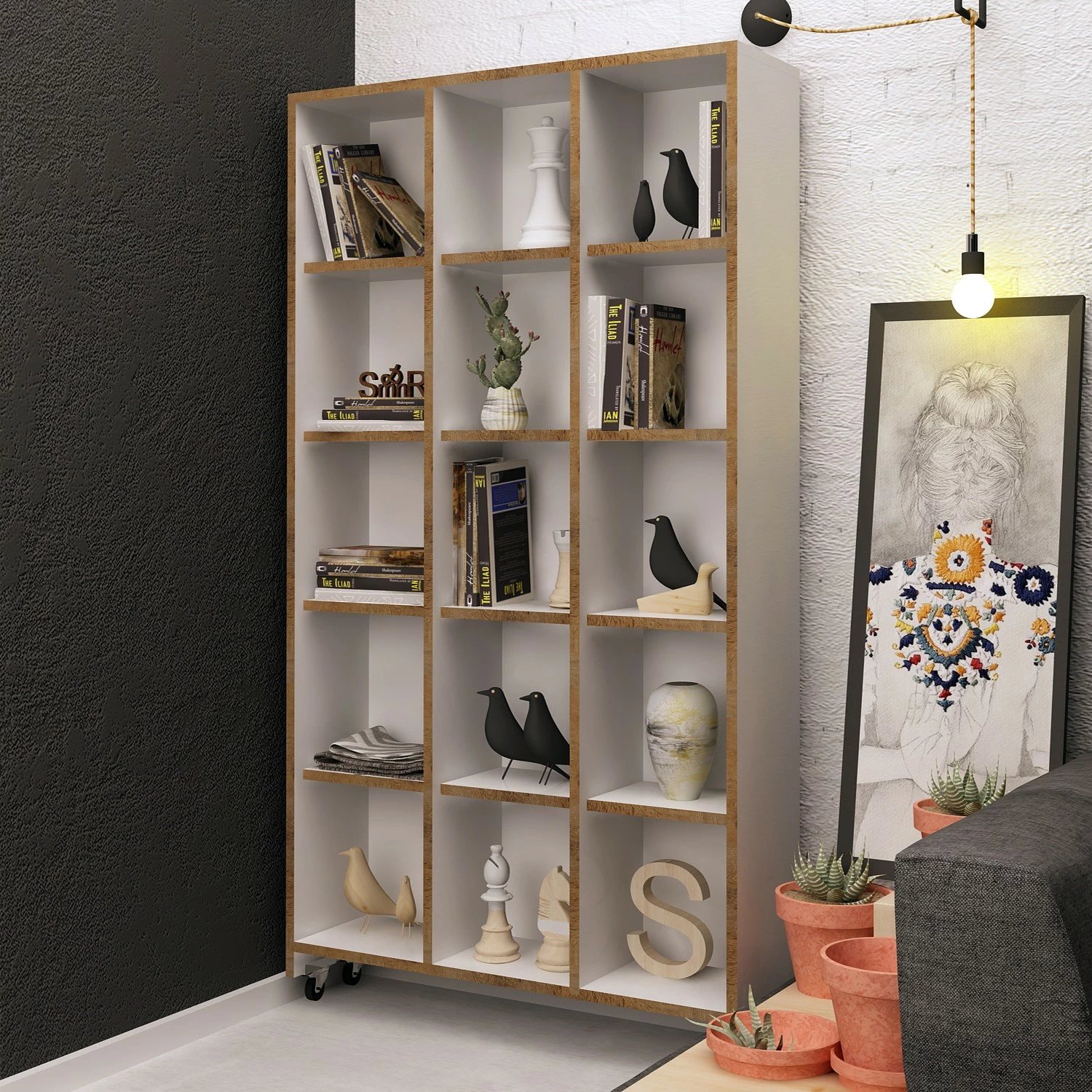 Raft librash Hanah Home, Crotone, ngjyrë lisi