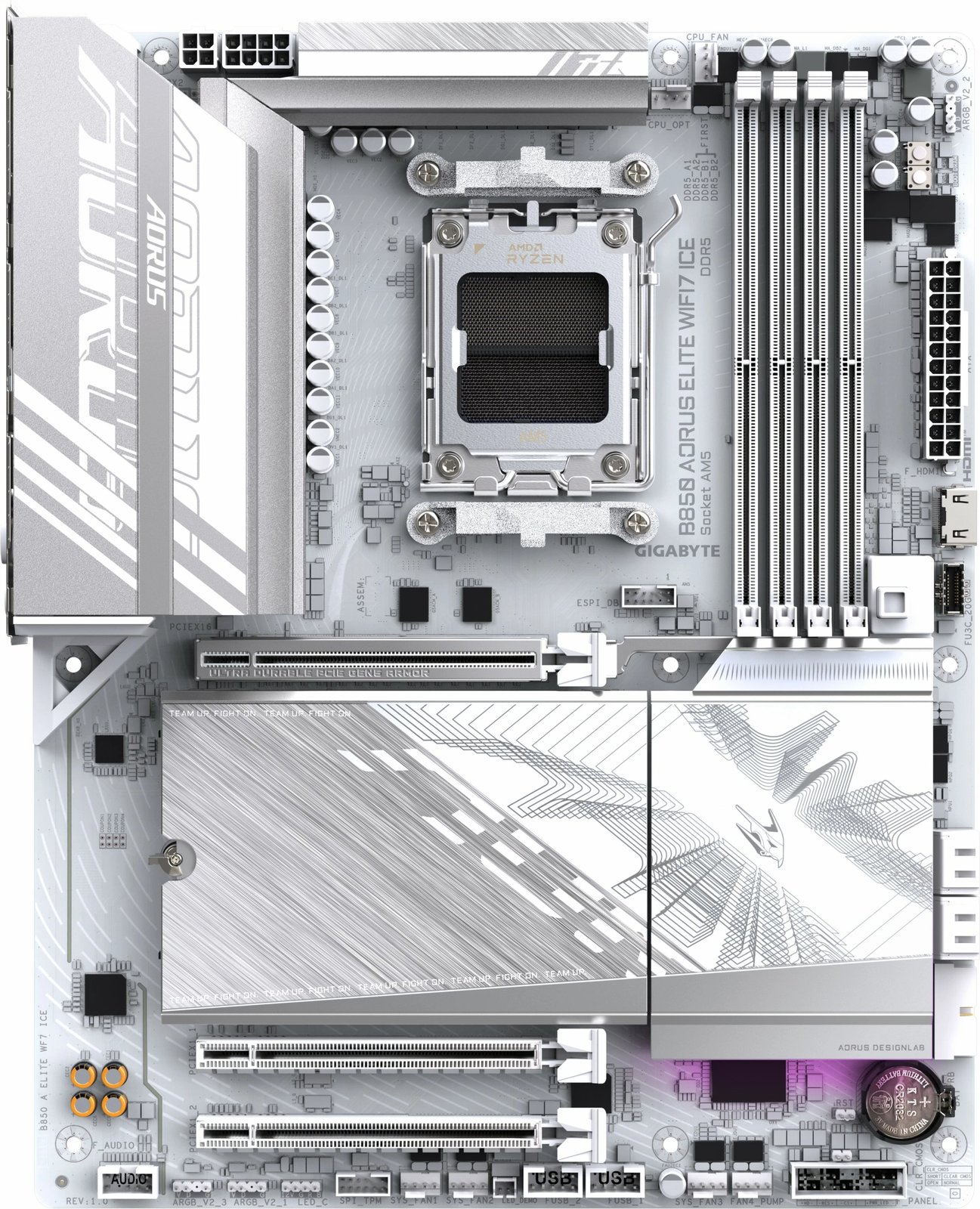 Pllakë amë Gigabyte B850 A ELITE WF7 ICE, Socket AM5, ATX, PCIe 5.0, WiFi, e bardhë