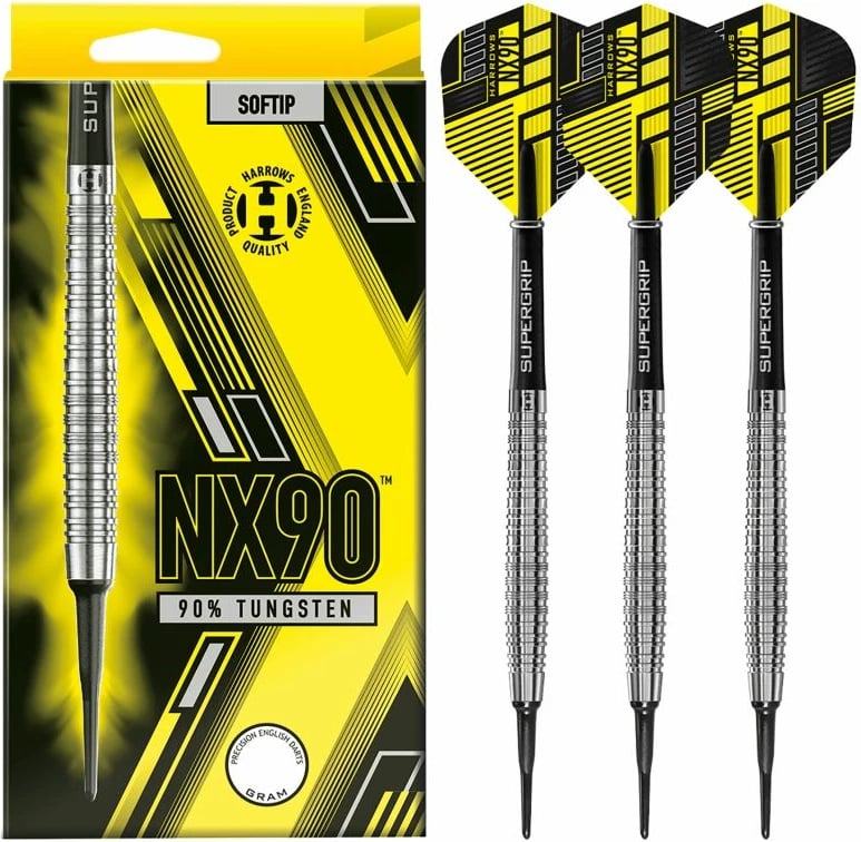 Shigjeta darts Harrows për meshkuj/femra, të zeza/verdhë/argjend