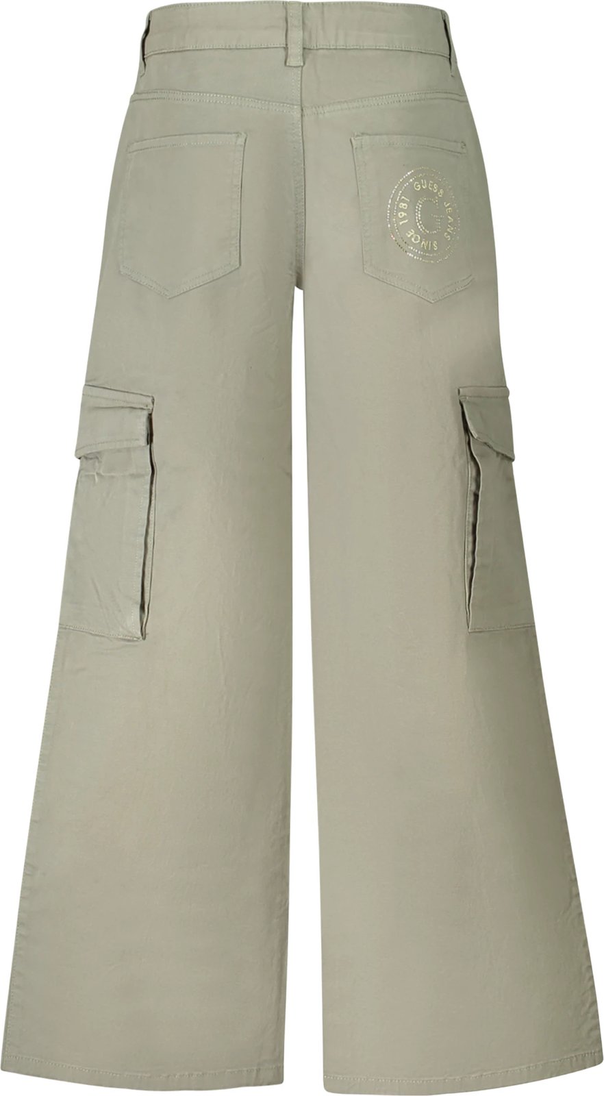 Pantallona për vajza GUESS JEANS, të gjelbra Pantallona për vajza GUESS JEANS, të gjelbra