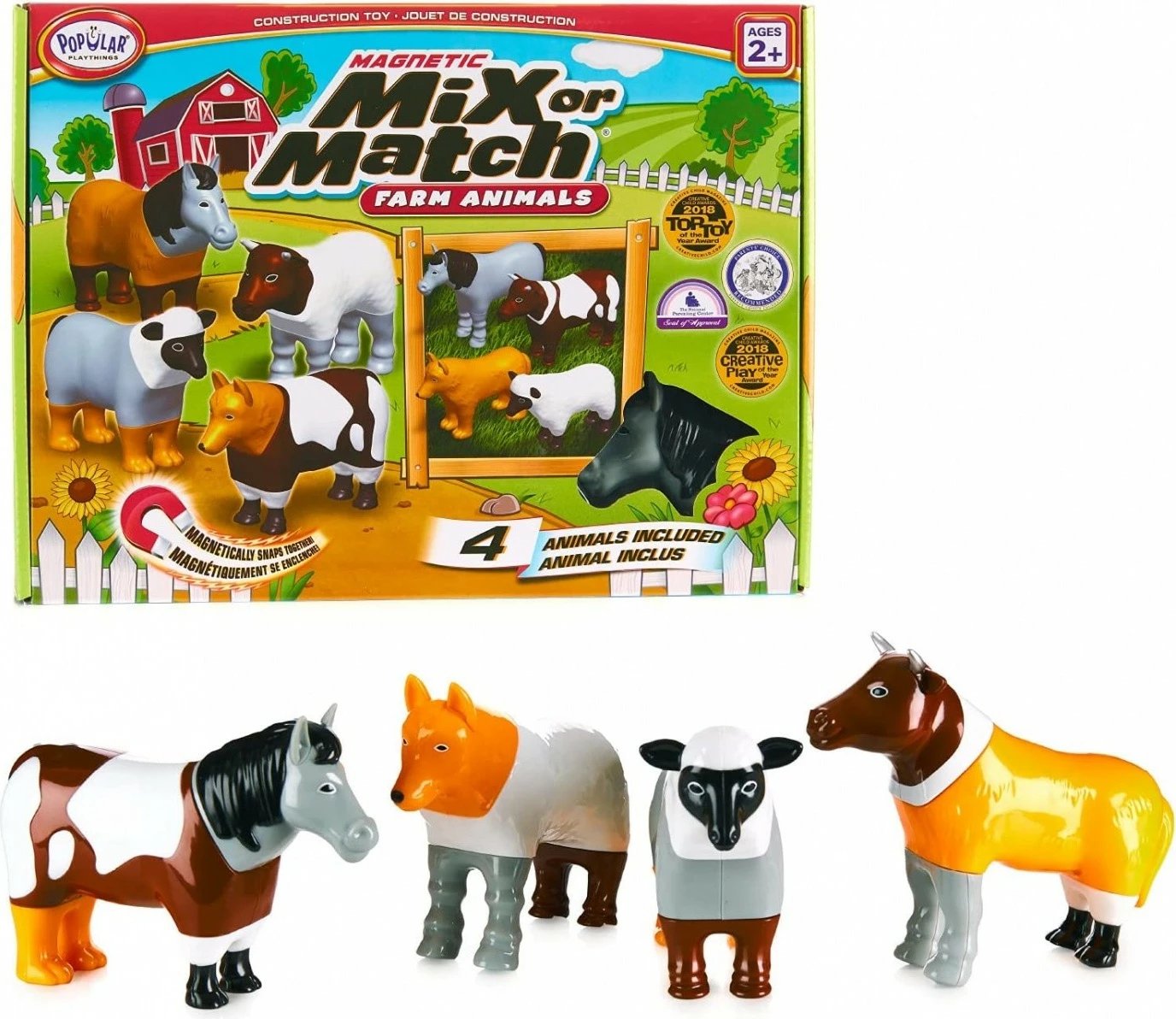 Set magnetik lodrash Malblo, MALIK 62001, 16 pjesë, kafshë ferme, multikolor