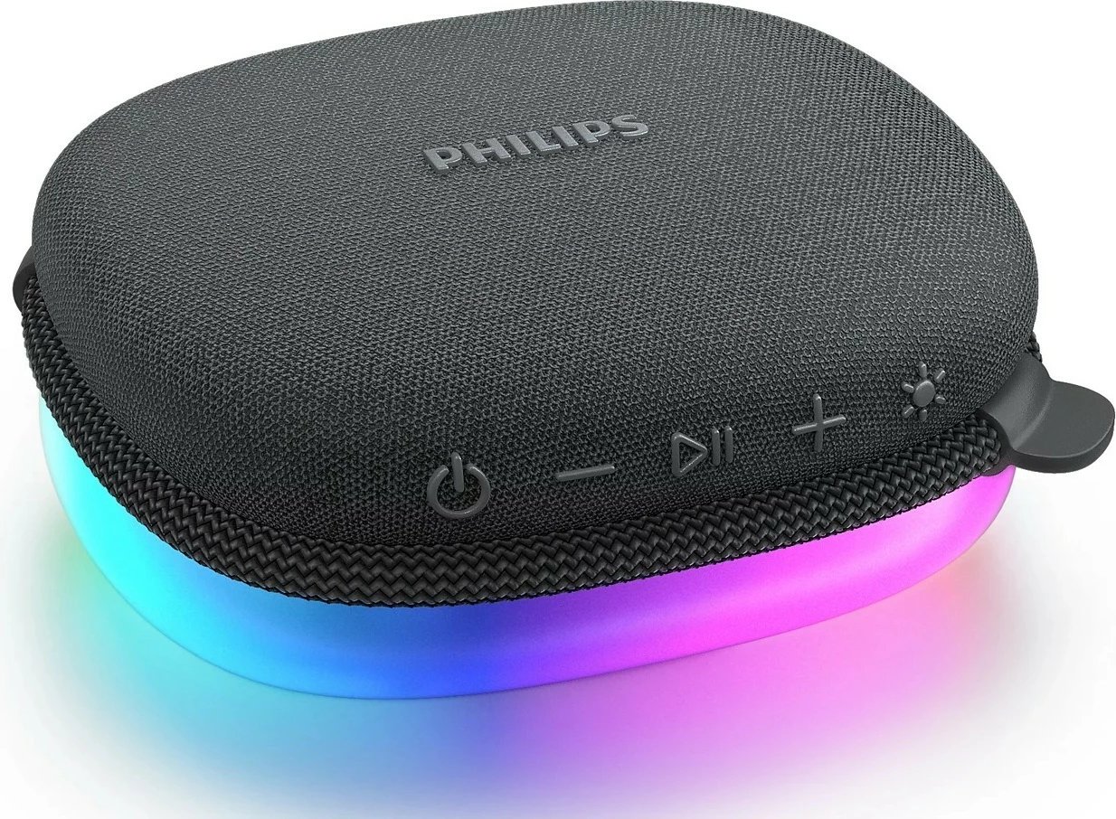 Altoparlant Bluetooth, Philips, TAS2307BK/00, 5W, mono, 7 orë bateri, Bluetooth 5.3, USB-C, me drita, e zezë