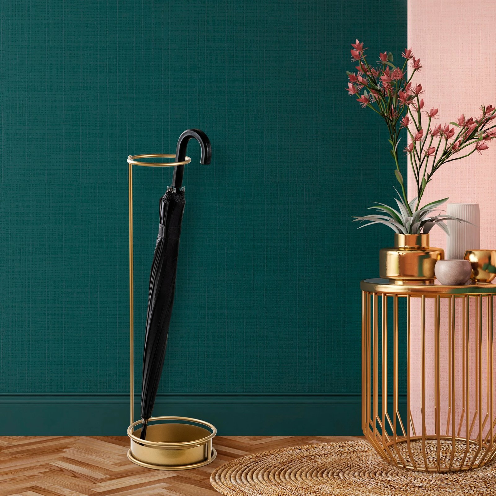 Stendë për çadra, dizajn Aberto, ngjyrë ari, 22x22x75cm