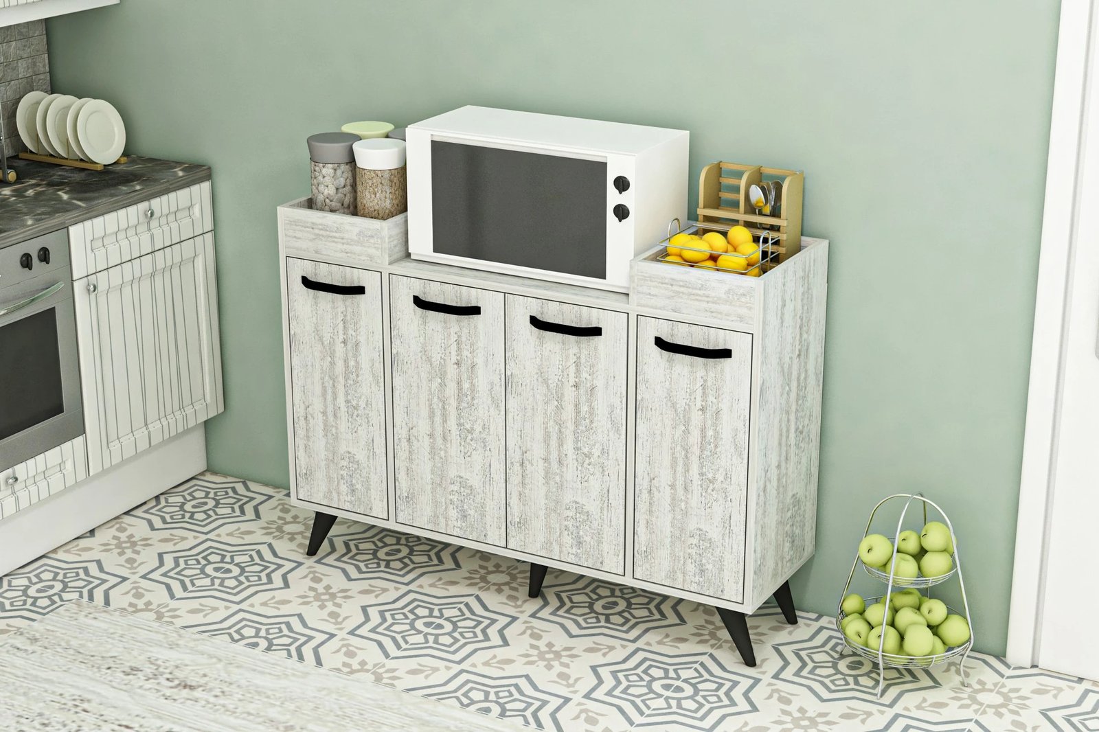 Dollap multifunksional Hanah Home, Visar - Crystal, gri dhe bardhë