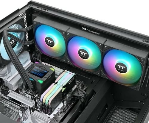 Ftohës uji AIO Thermaltake LA360-S ARGB CL-W462-PL12SW-A, radiator 360 mm, 3x120 mm 2500 RPM, ekran LCD 2.4", ARGB