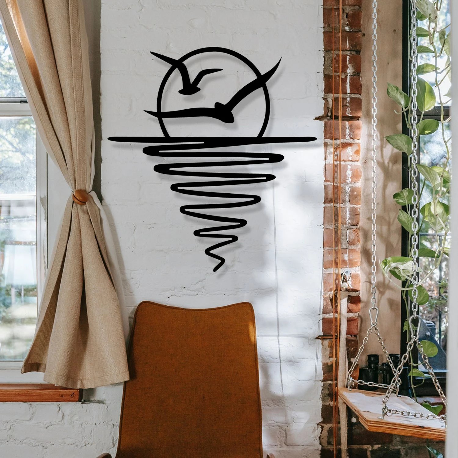 Aksesor dekorativ metalik për mur Wallity, Nostalgia, ngjyrë e zezë, 51x54.5cm