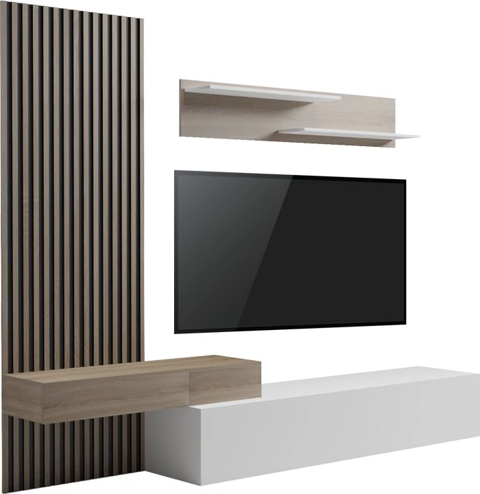 Set për dhomë dite Litende, ngjyrë e bardhë-sonoma, 249.4x42.2x199.5cm